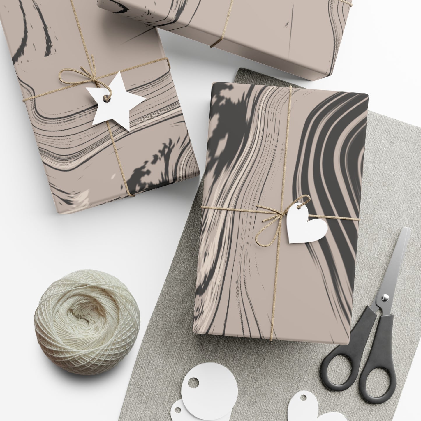 Cream, Grey, and Taupe Marble Gift Wrapping Paper