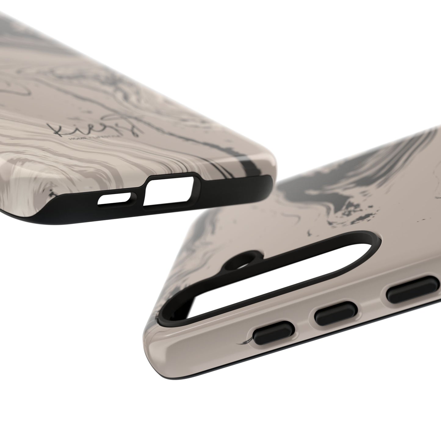 Cream, Grey, and Taupe Marble Samsung Galaxy Phone Case | Rich Swirls, Neutral Motion