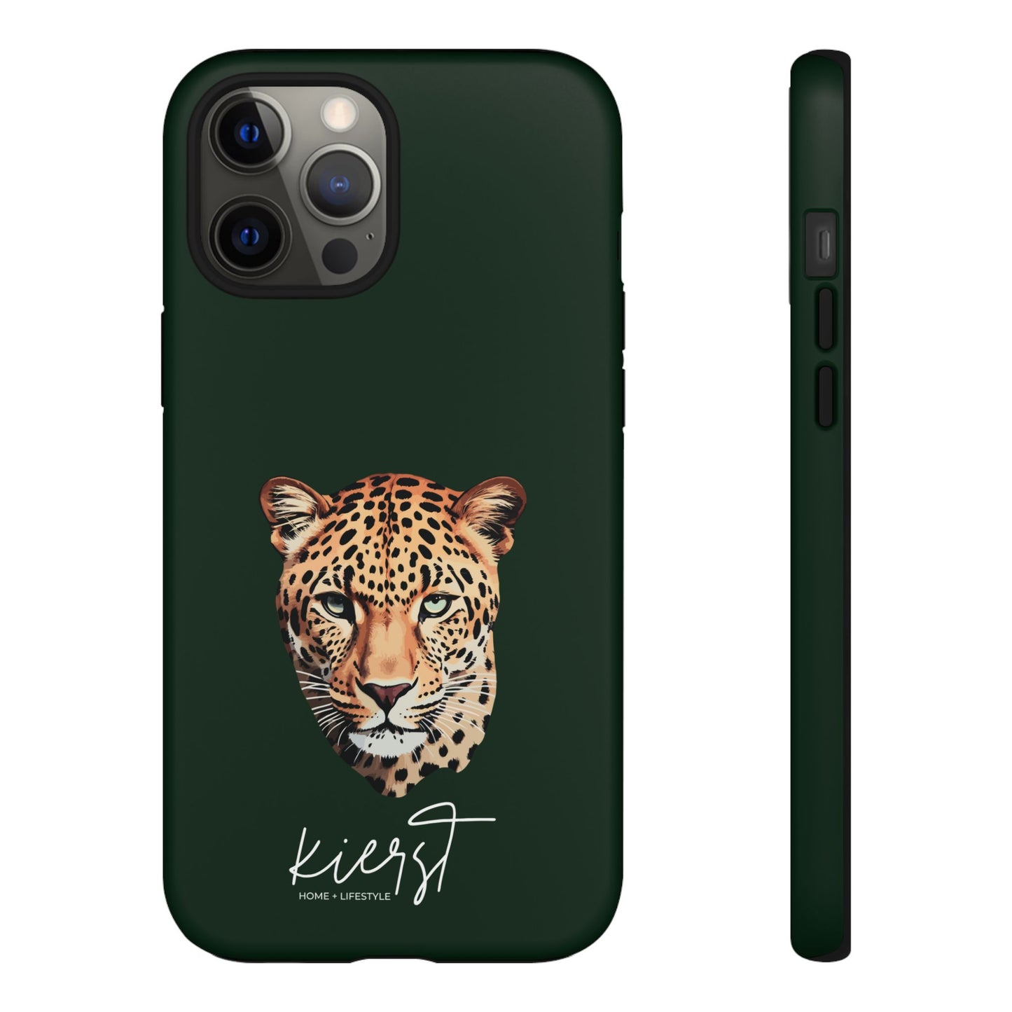 Leopard Head on Signature Midnight Pine iPhone Case | Designed to Stand Out