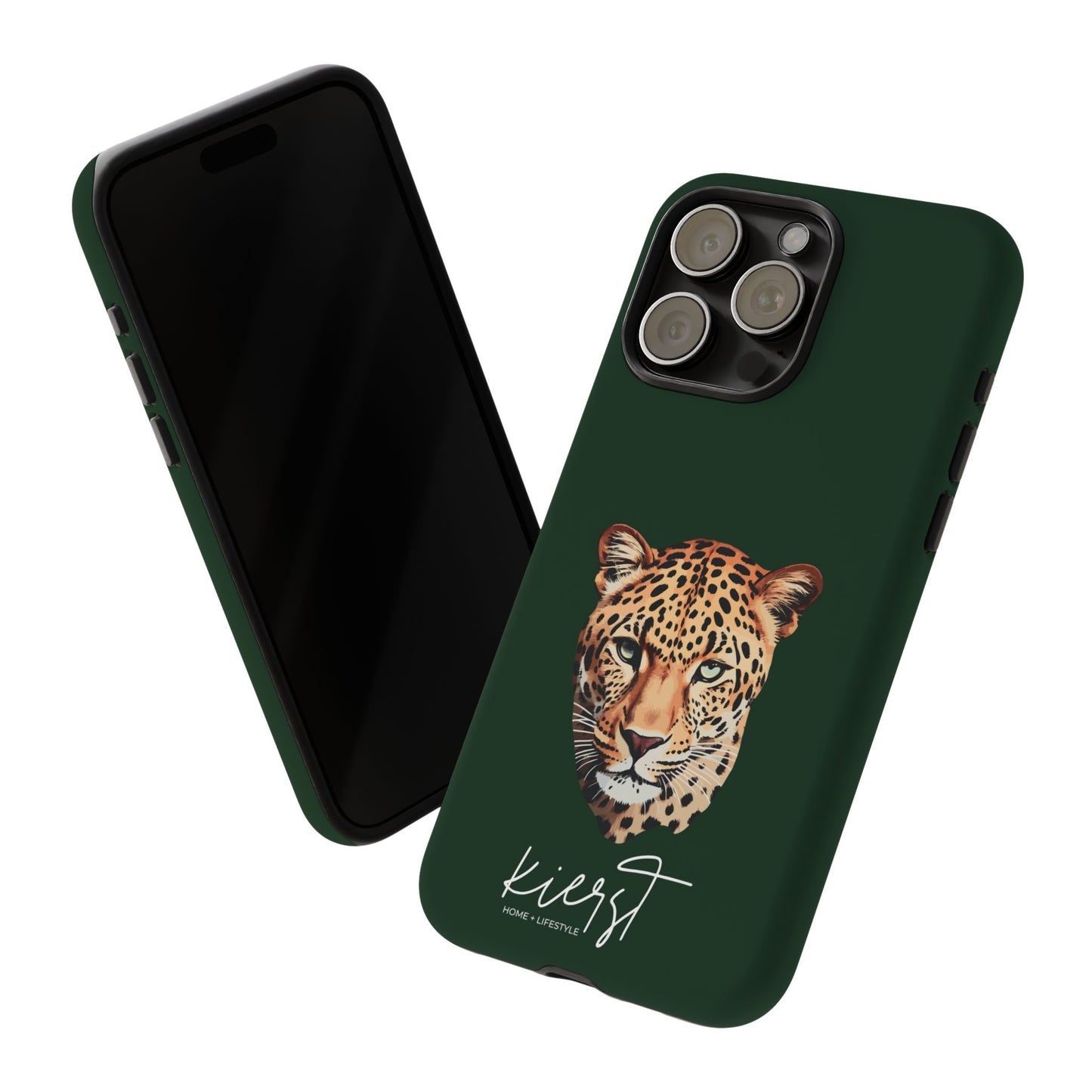 Leopard Head on Signature Midnight Pine iPhone Case | Designed to Stand Out