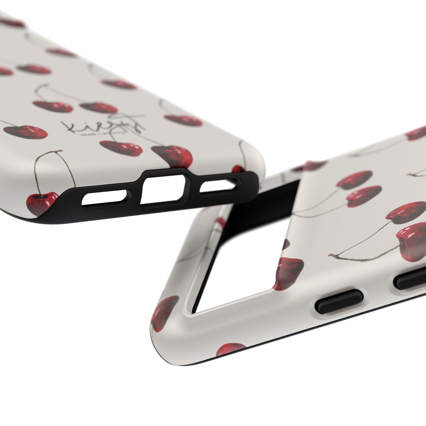 Moody Cherry Stems on White Bone Google Pixel Case | Sultry Minimalism Meets Everyday Utility