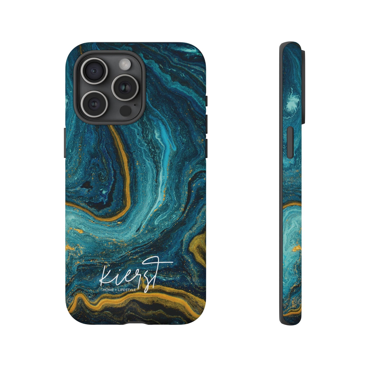Gold & Teal Marble iPhone Case | Swirled Boldness, Everyday Luxury
