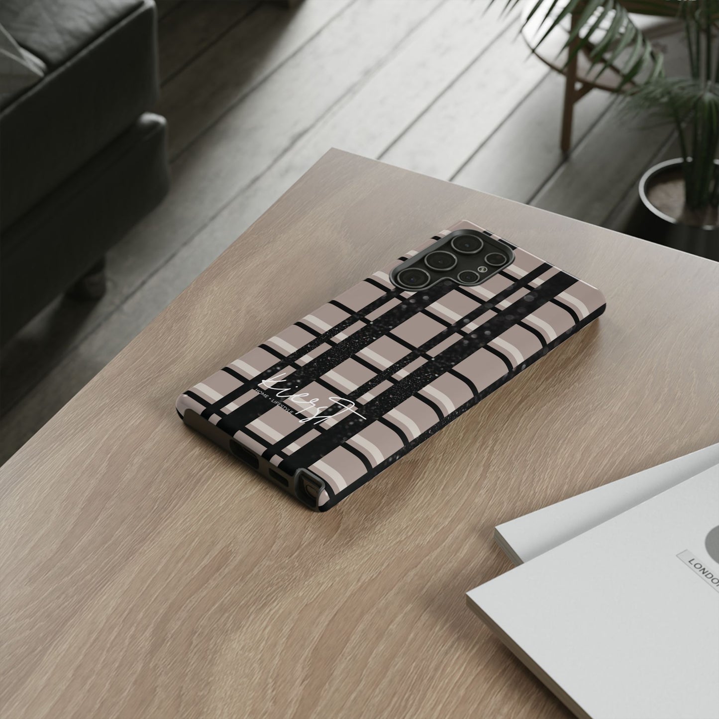 Elevated Neutrals Plaid Samsung Galaxy Case | Structured Style, Soft Edge