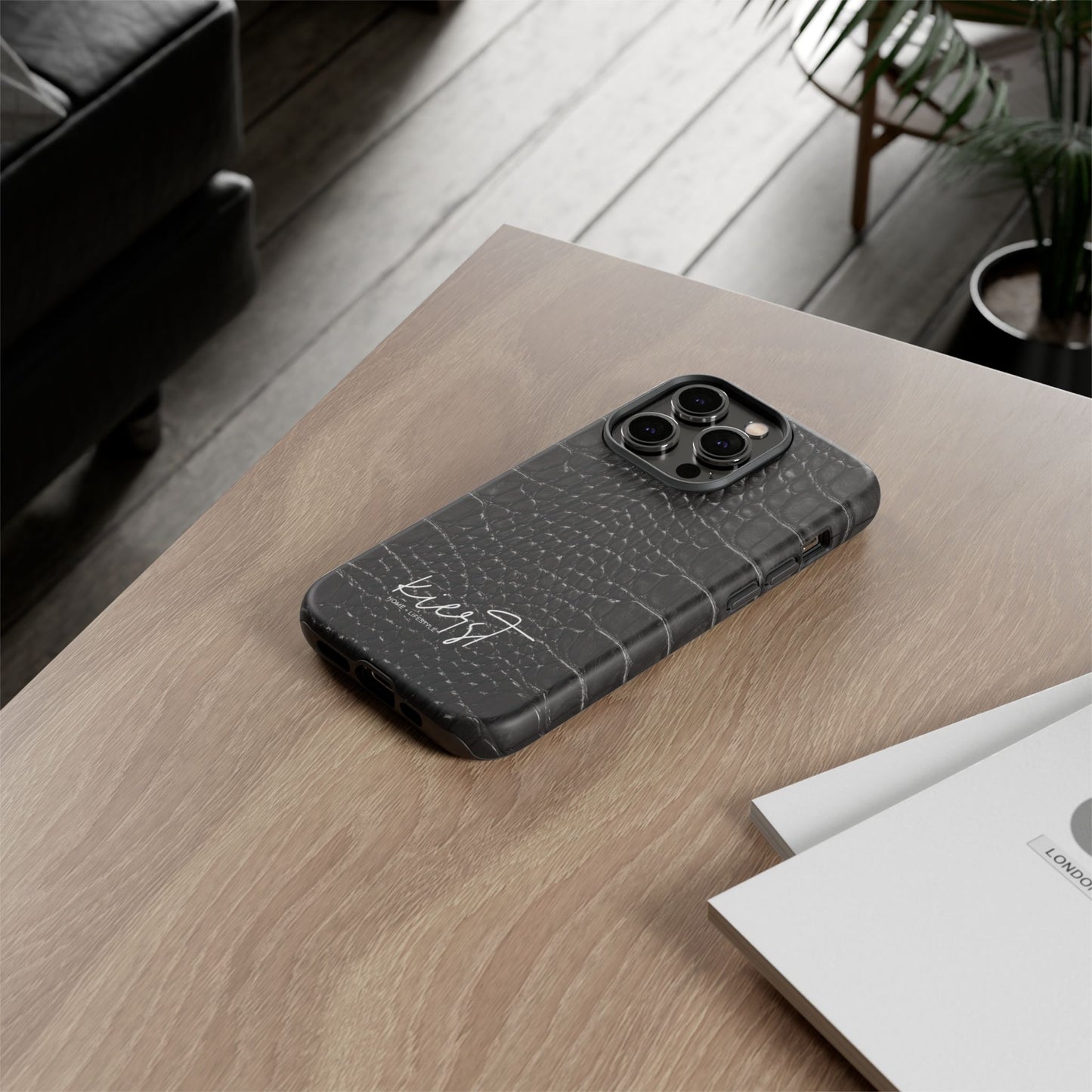 Black Alligator Print iPhone Case | Minimalist Edge Meets Everyday Function