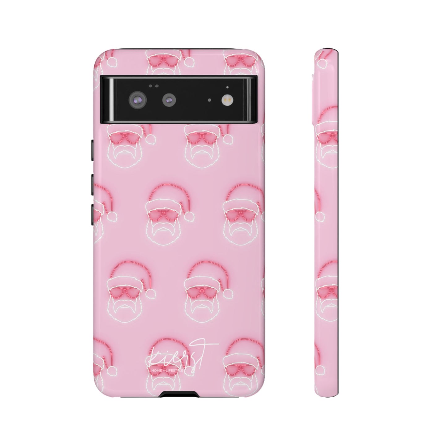 Holiday 25 Neon Sign Santa on Pink Google Pixel Phone Case