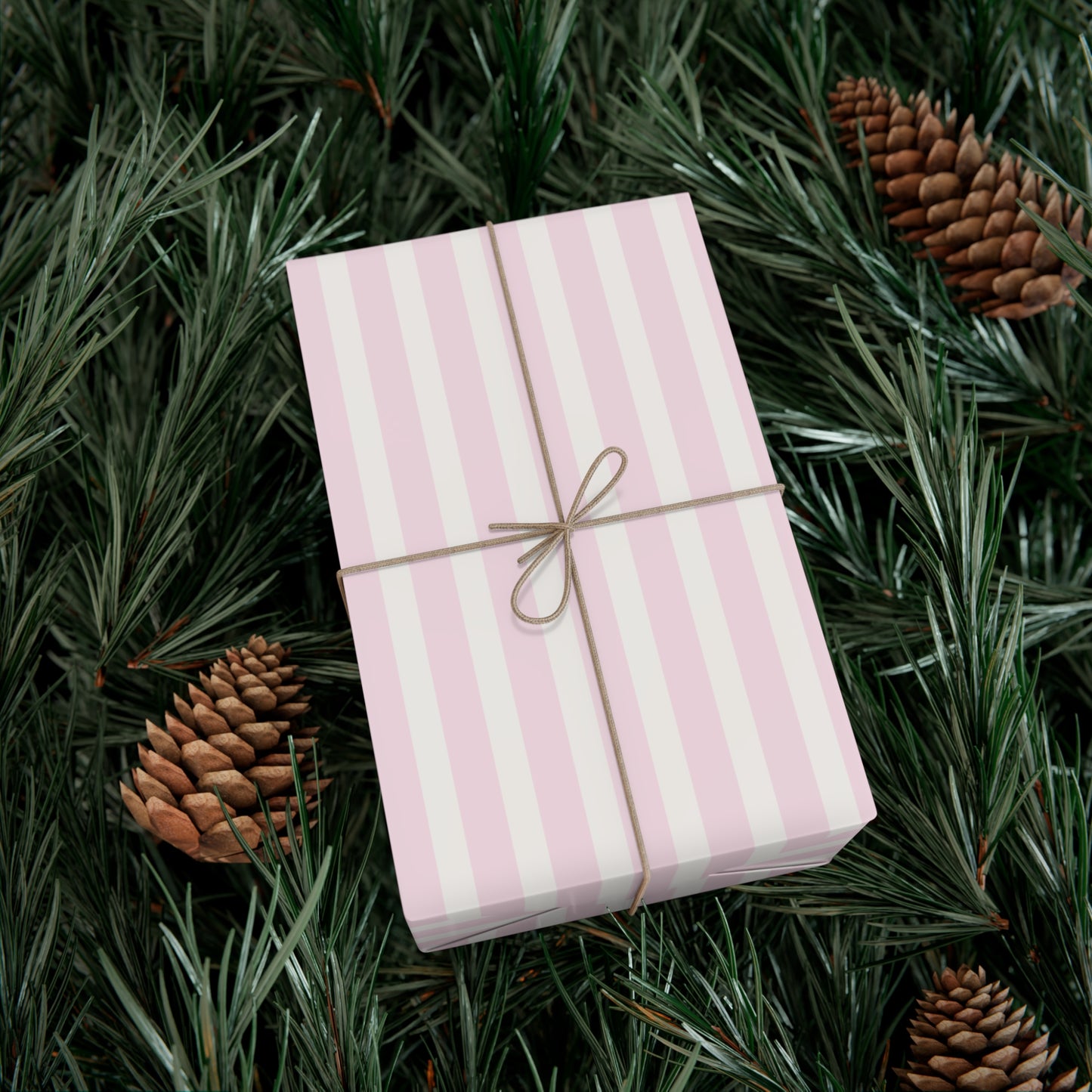 kierst Signature Pink and Cream Striped Wrapping Paper