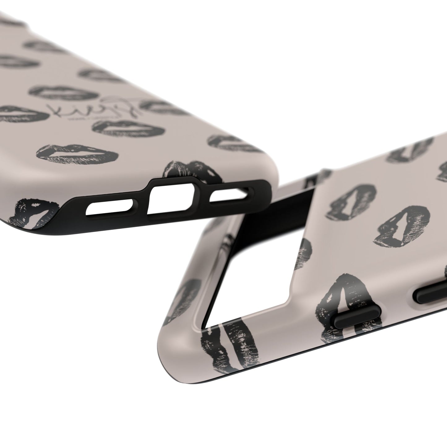 Black Lips on Oat Google Pixel Case | Minimalist Neutrals with a Bold Edge