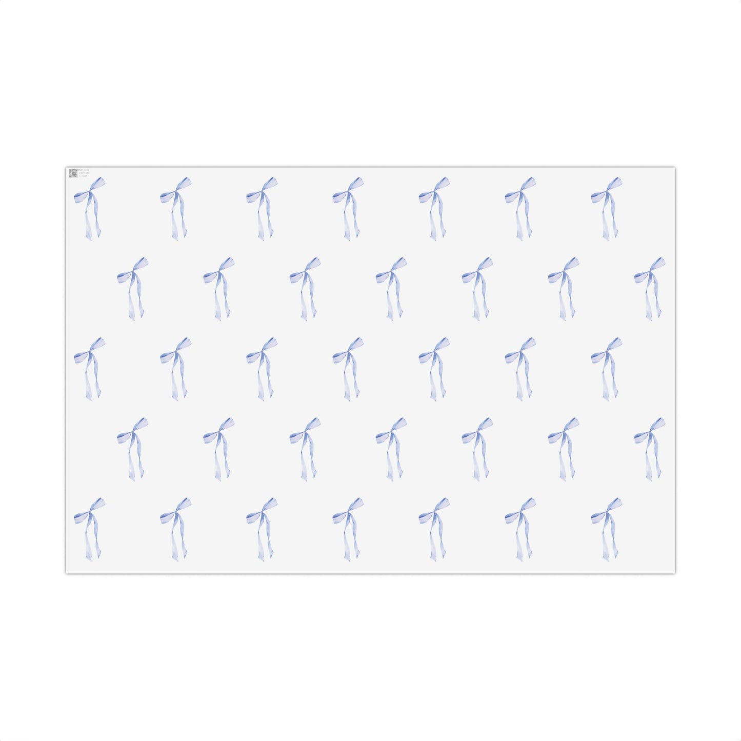 Delicate Blue Bow Gift Wrapping Paper – Hand-Painted Style Ribbon Pattern on White
