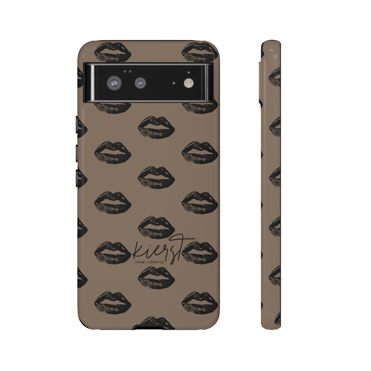 Black Lips on Mocha Google Pixel Phone Case | Soft Edge, Bold Energy