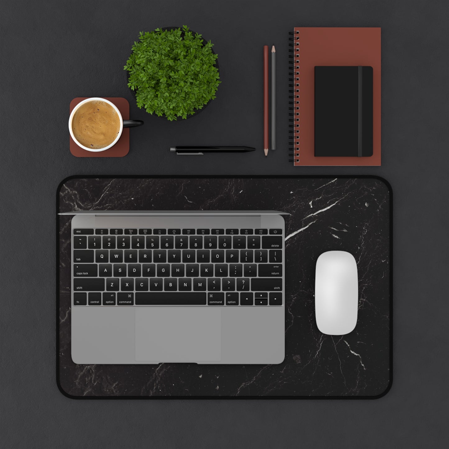 Black Marble Desk Mat | Luxe Workspace Essential