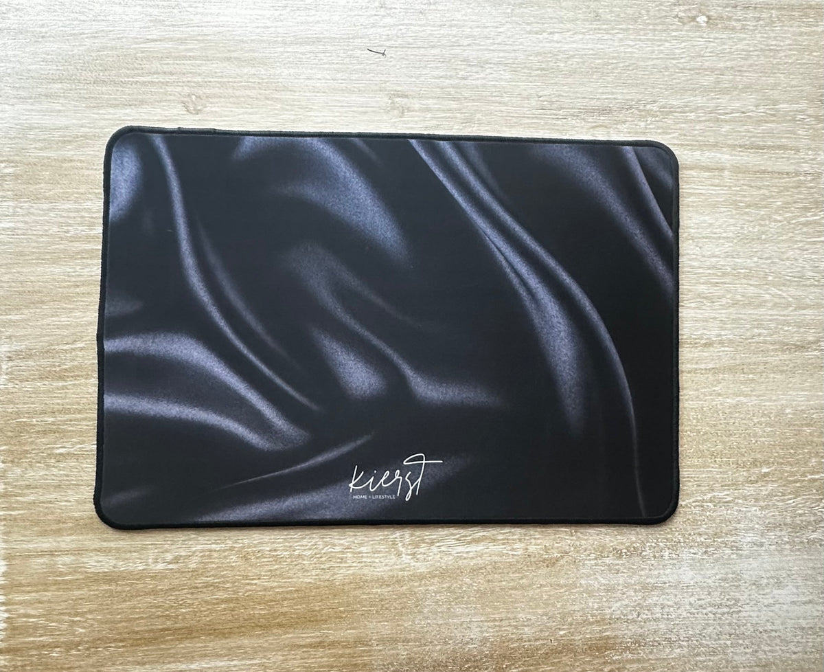 Black Silk Print Desk Mat