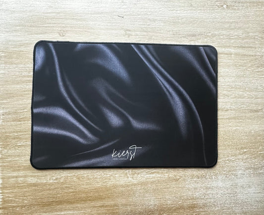 Black Silk Print Desk Mat