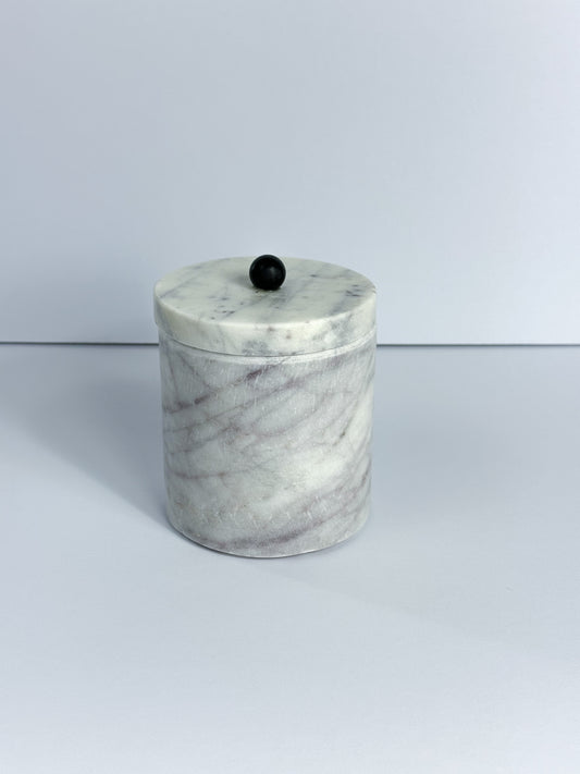 White and Grey Marble Storage Container