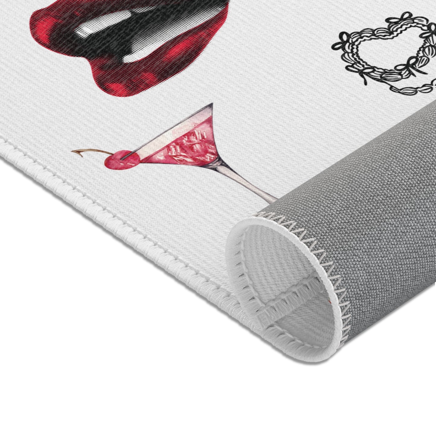 Edge of Romance Area Rug – Portrait Grey Collage Design