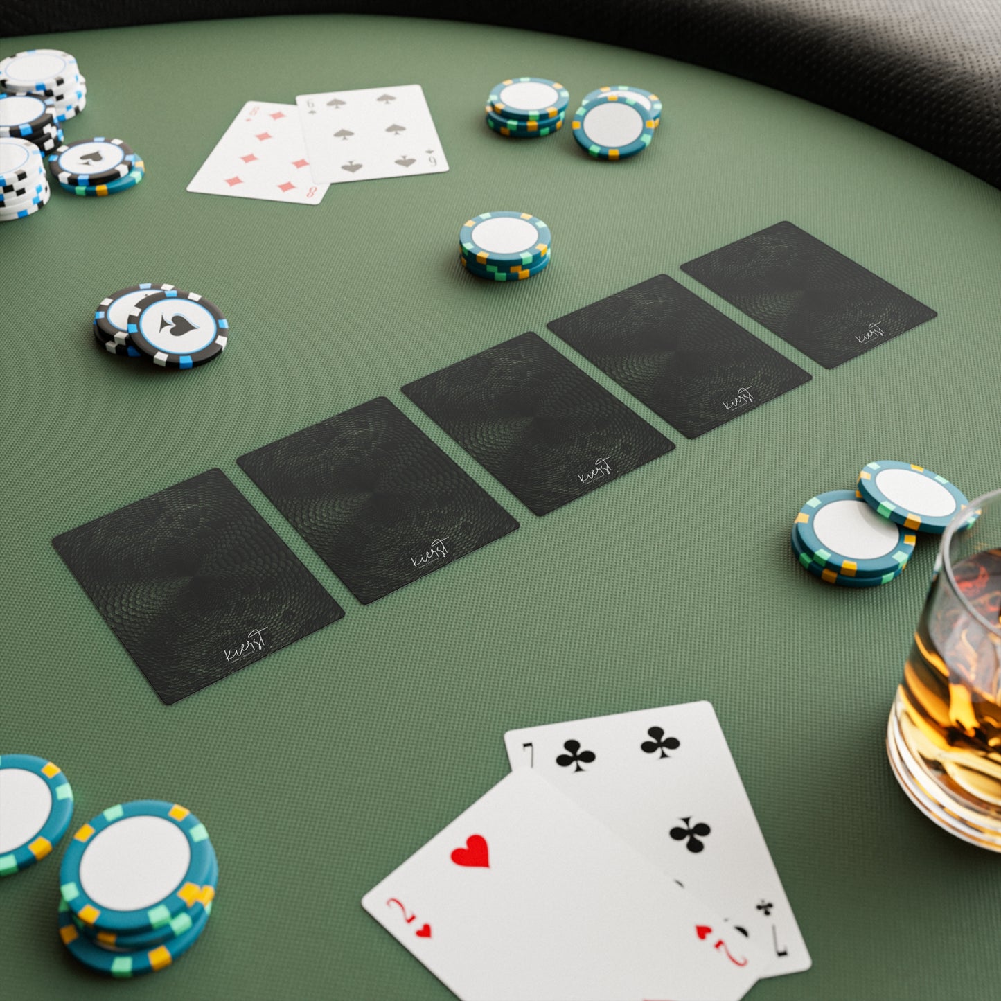 Deep Rich Green Snake Print Poker Playing Cards