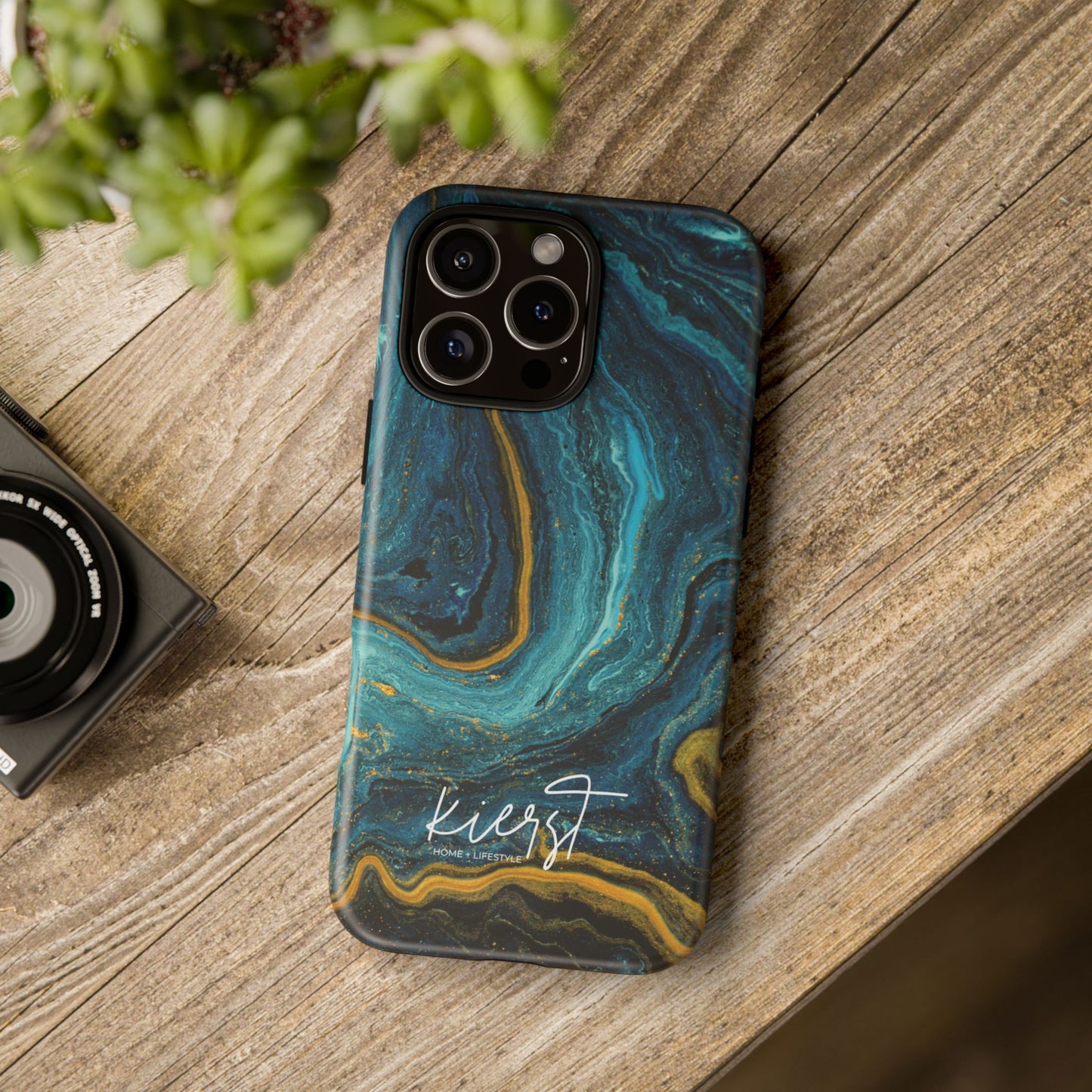 Teal & Gold Marble iPhone Case