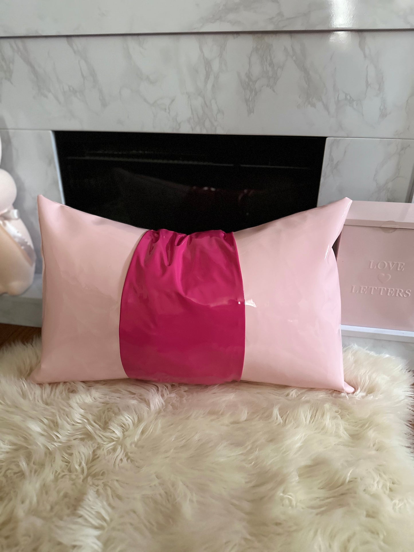 Two-Toned Pink Faux Leather Throw Pillow
