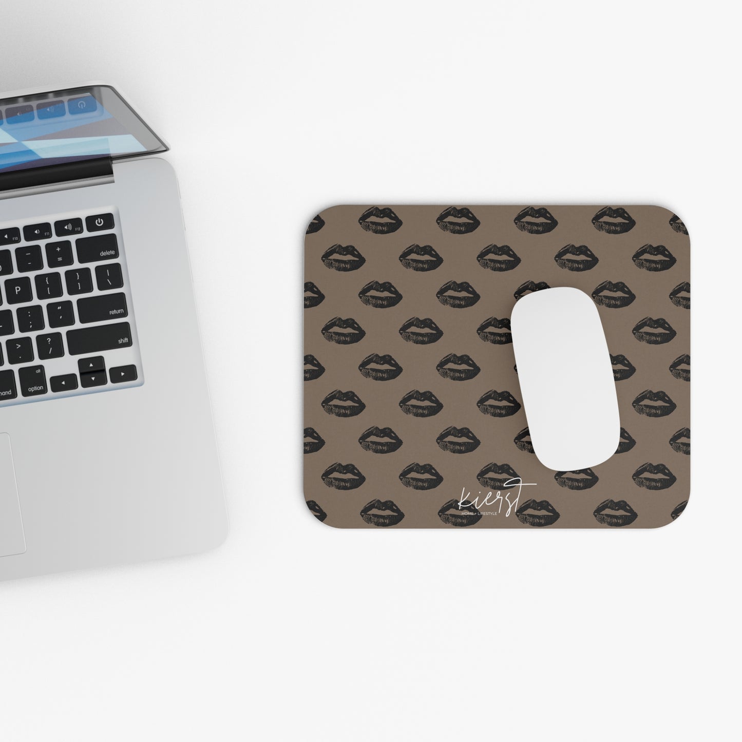 Black Lips on Mocha Mouse Pad
