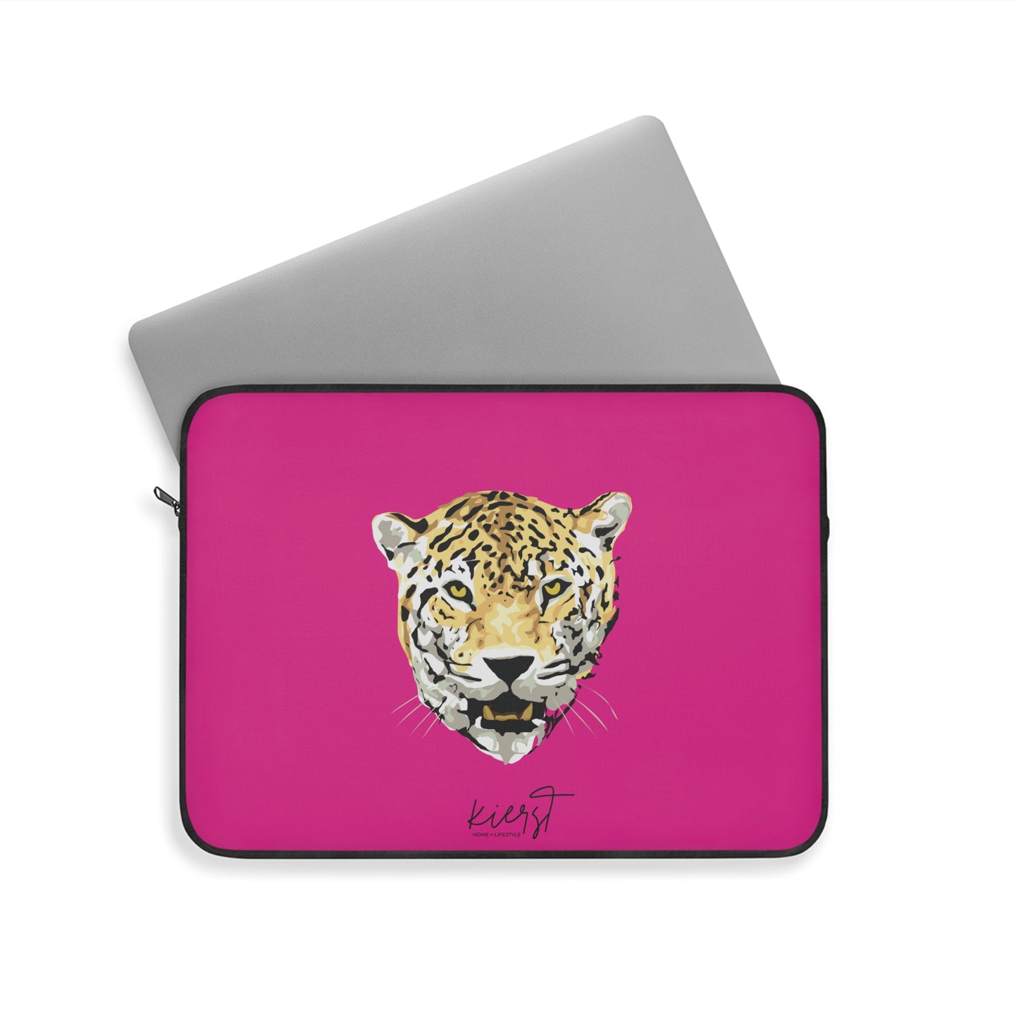 Leopard Head on Signature Hot Pink Laptop Sleeve | Limited Edition Fierce + Functional