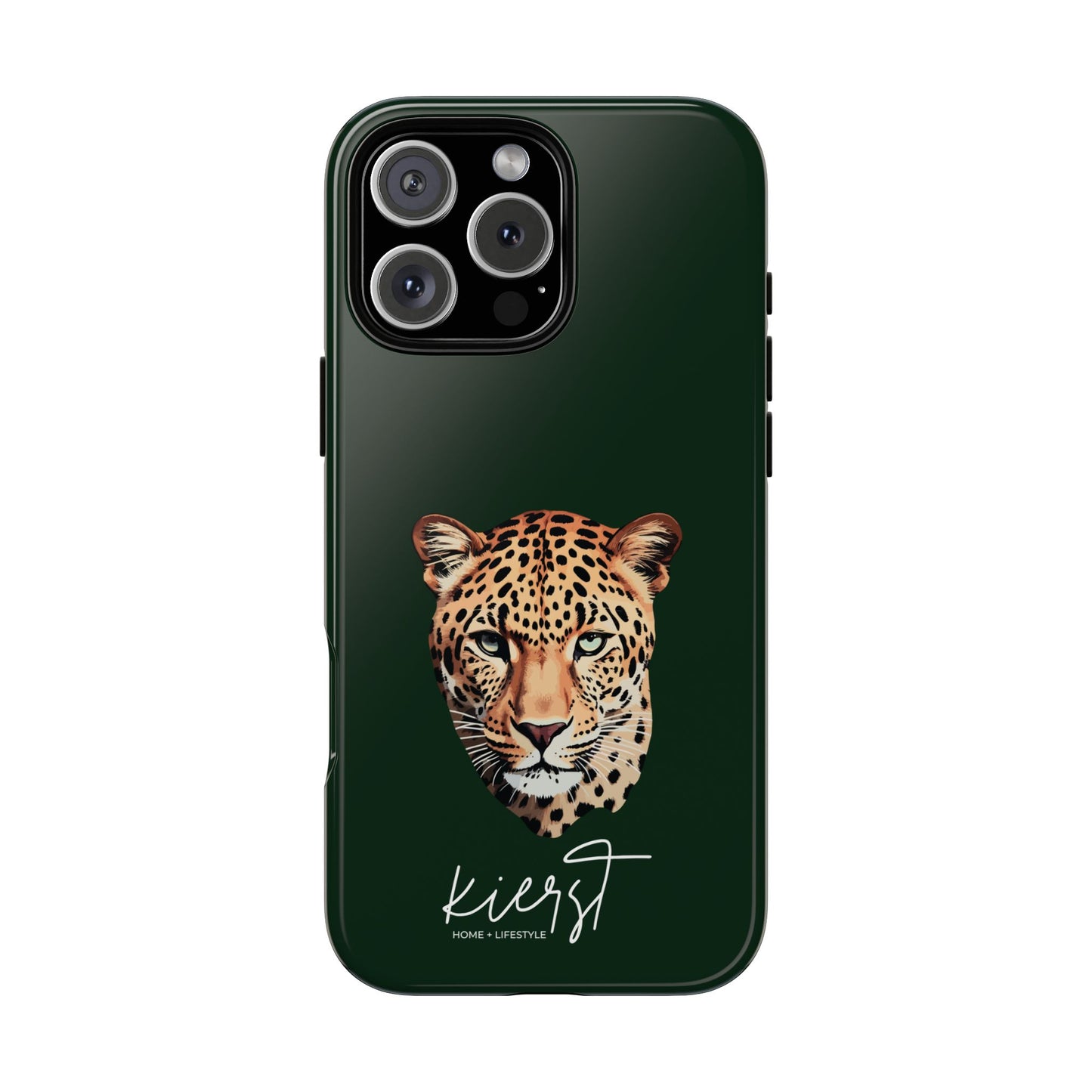 Leopard Head on Signature Midnight Pine iPhone Case | Designed to Stand Out