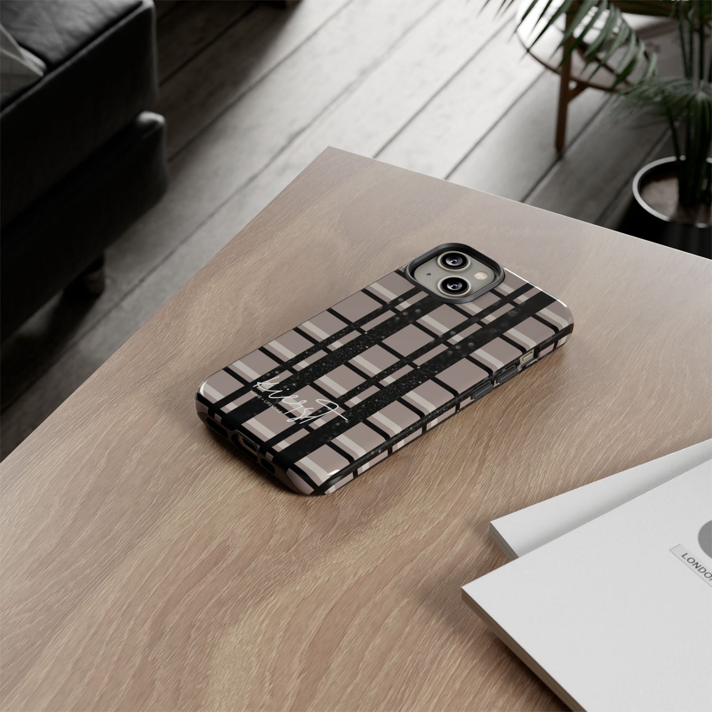 Elevated Neutrals Plaid iPhone Case | Classic Pattern, Modern Contrast