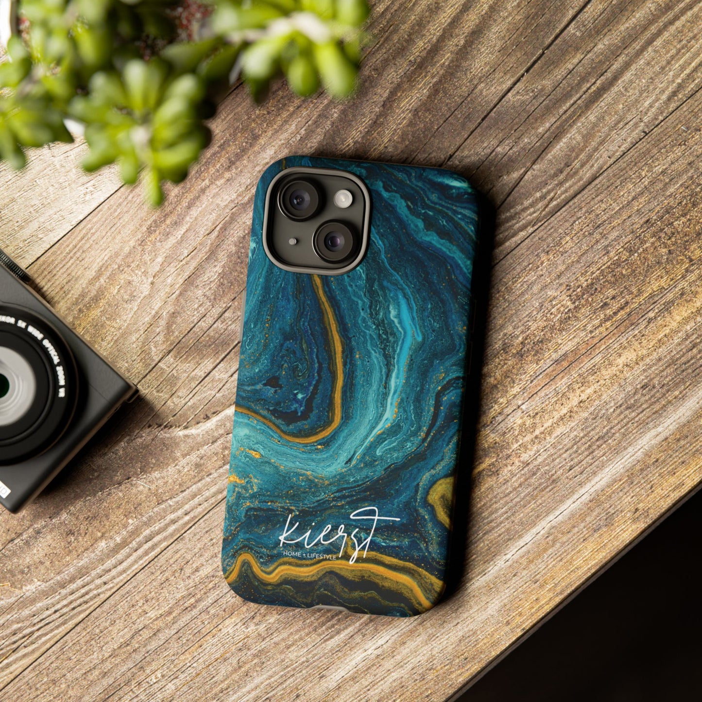 Gold & Teal Marble iPhone Case | Swirled Boldness, Everyday Luxury