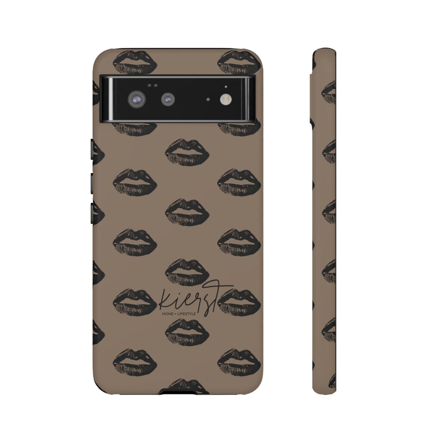 Black Lips on Mocha Google Pixel Phone Case | Soft Edge, Bold Energy