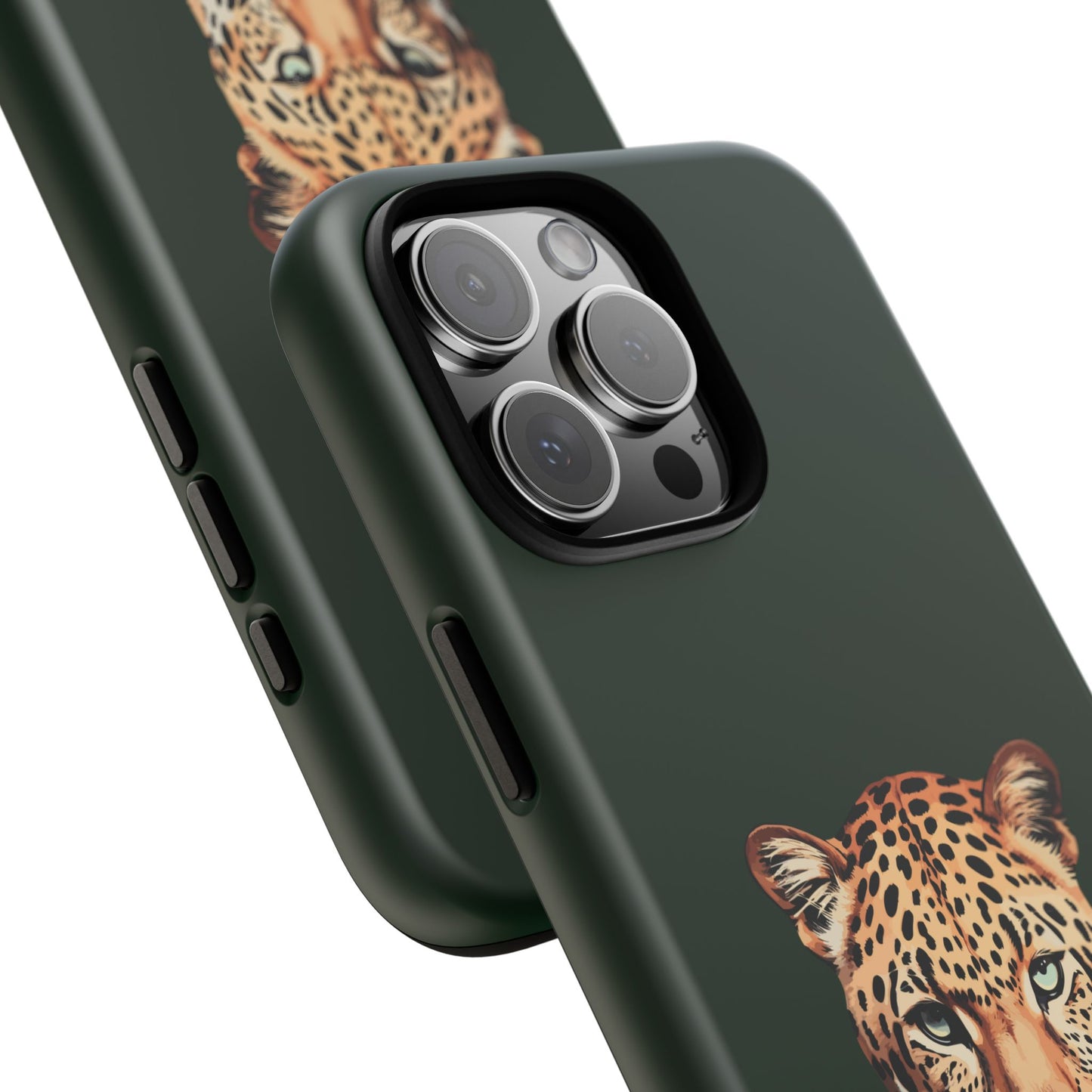 Leopard Head on Signature Midnight Pine iPhone Case | Designed to Stand Out