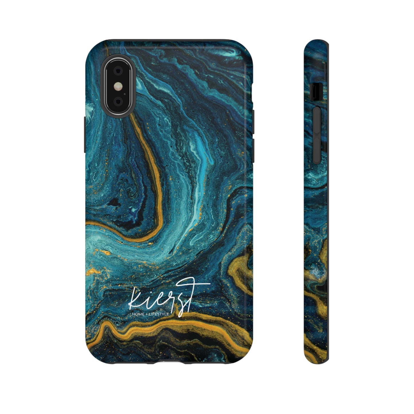 Gold & Teal Marble iPhone Case | Swirled Boldness, Everyday Luxury
