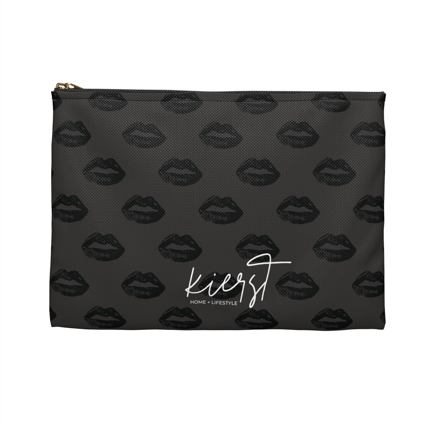Black Lips on Charcoal Accessory Pouch | Quietly Bold