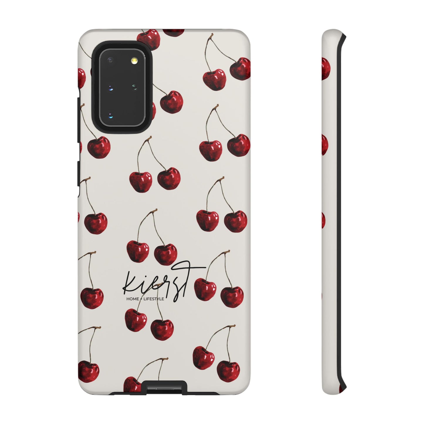 Moody Cherry Stems on White Bone Samsung Galaxy Case | Understated Luxury With A Playful Bite