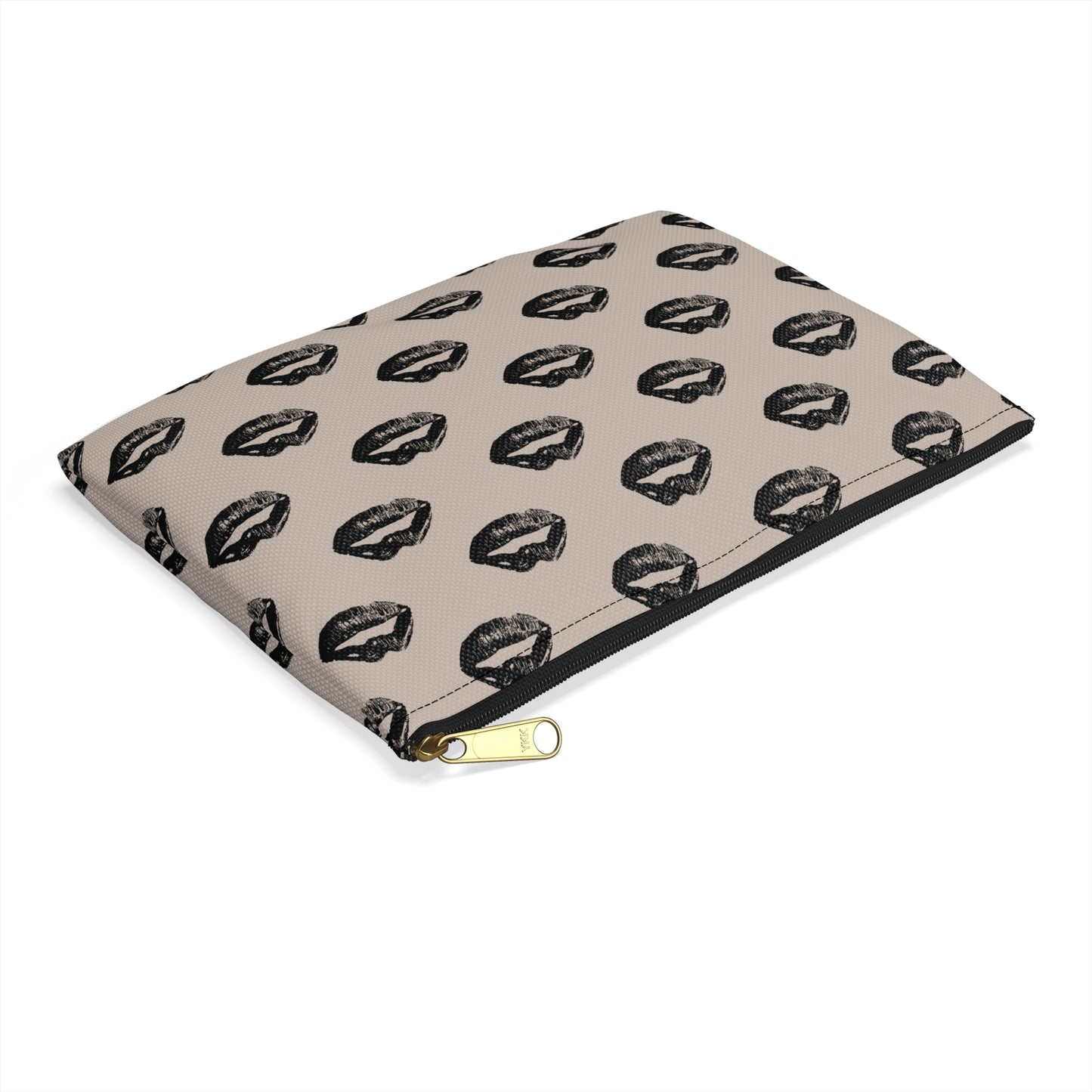 Black Lips on Oat Accessory Pouch | Bold Meets Neutral
