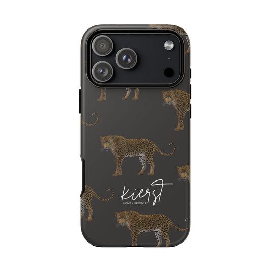 Leopards on Charcoal iPhone Case