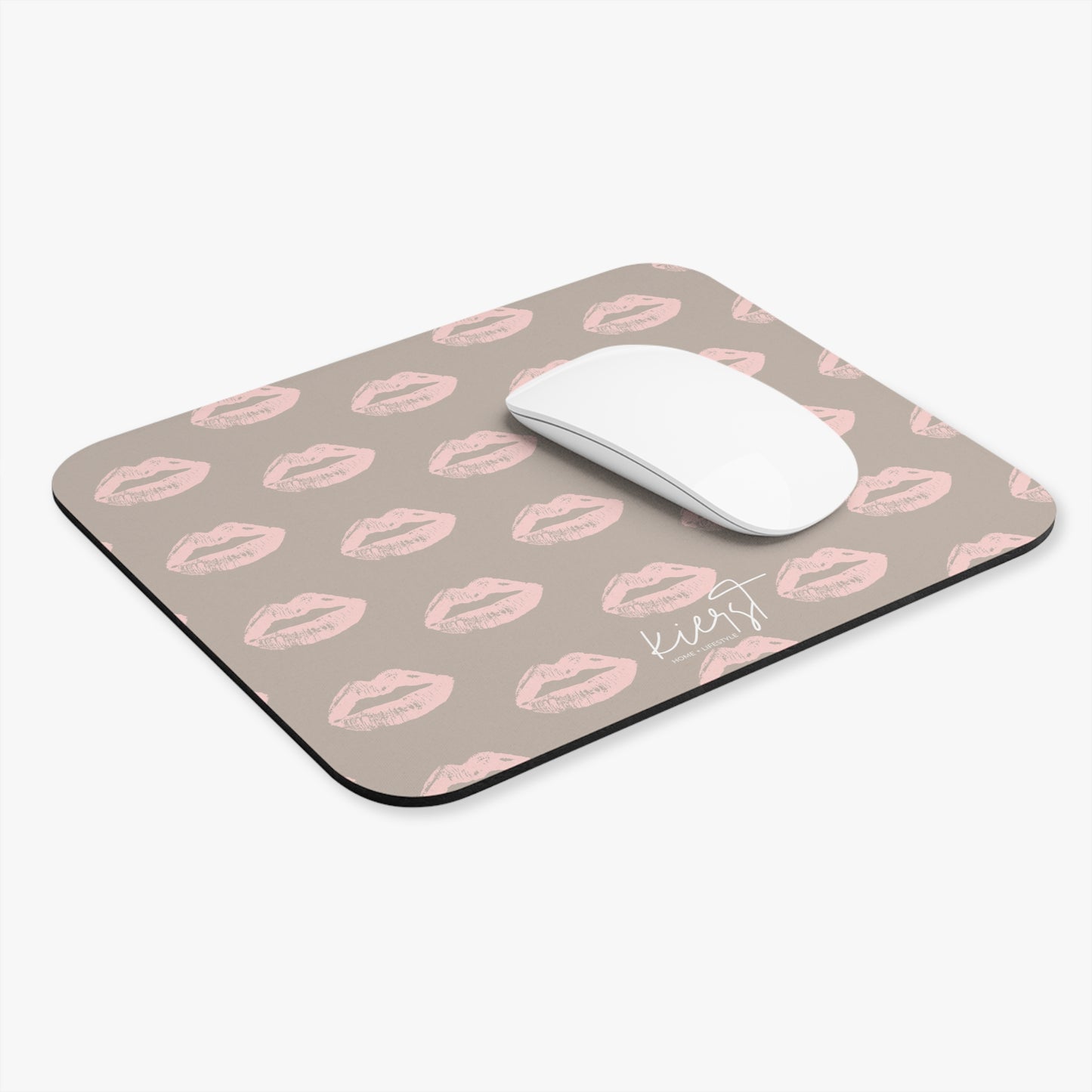 Pillow Talk-Inspired Lip Print Mouse Pad – Oat & Blush