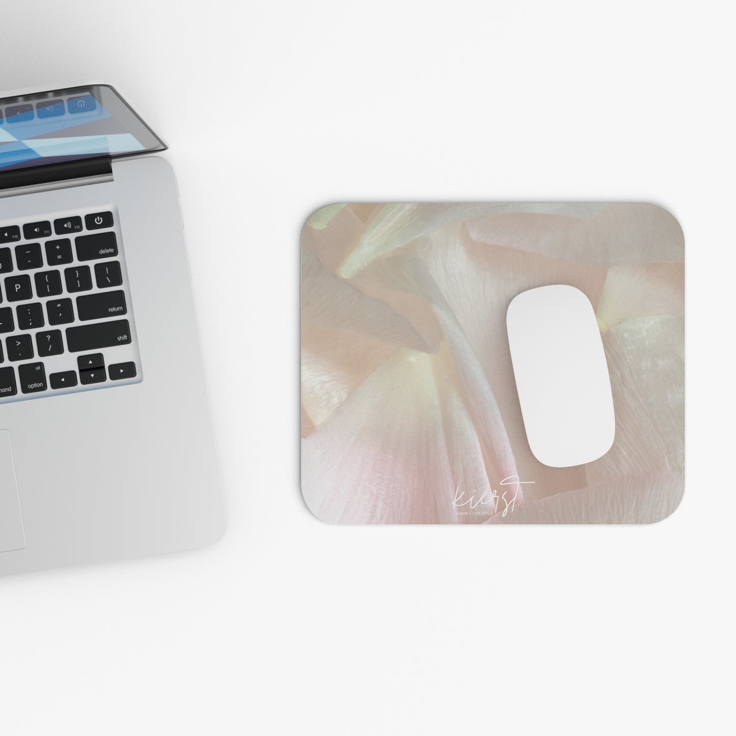 Iridescent Petals Mouse Pad – Soft Blush & Cream Floral Desk Essentials