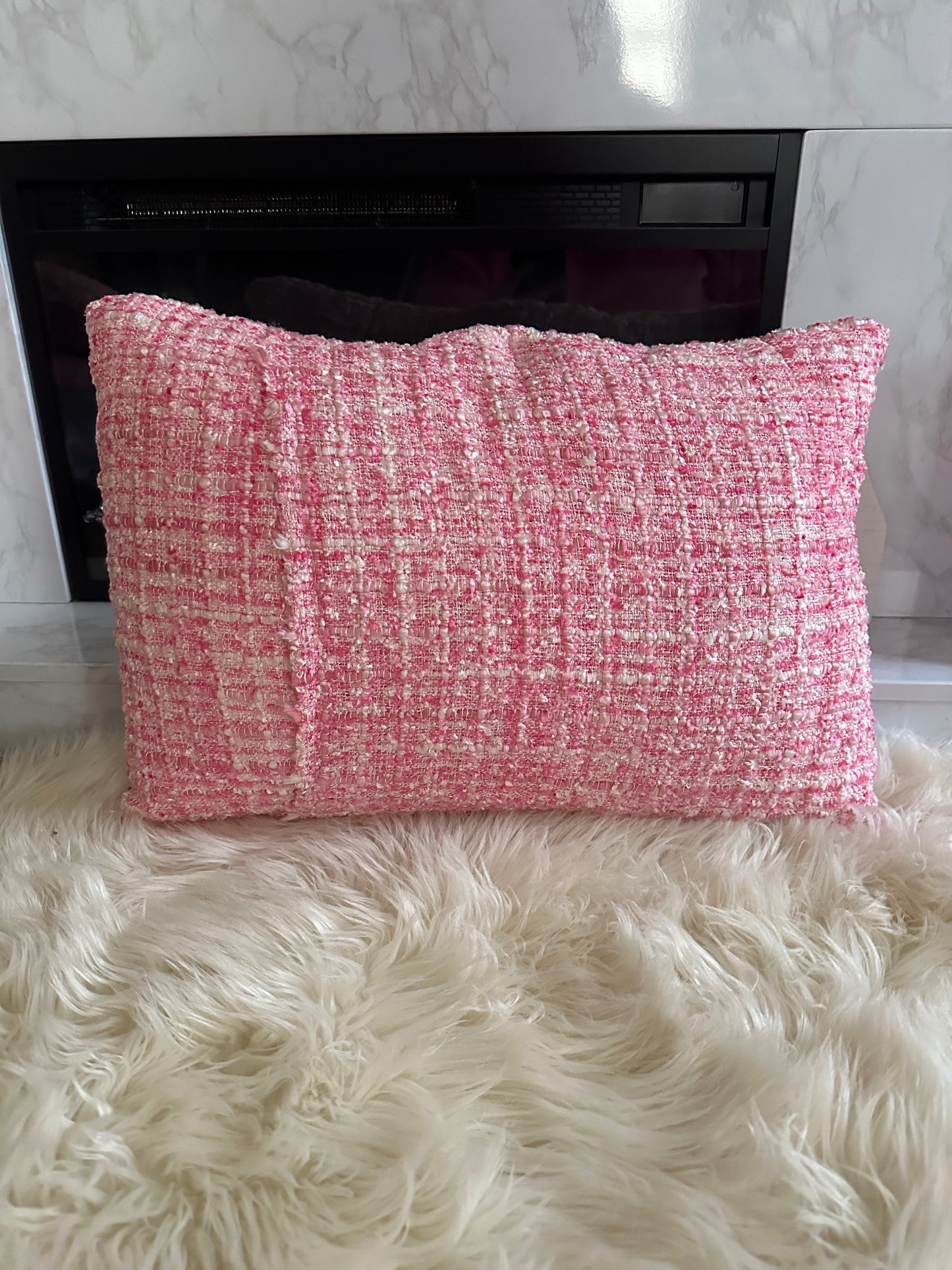 Pink Tweed Throw Pillow | Soft Texture, Elevated Design
