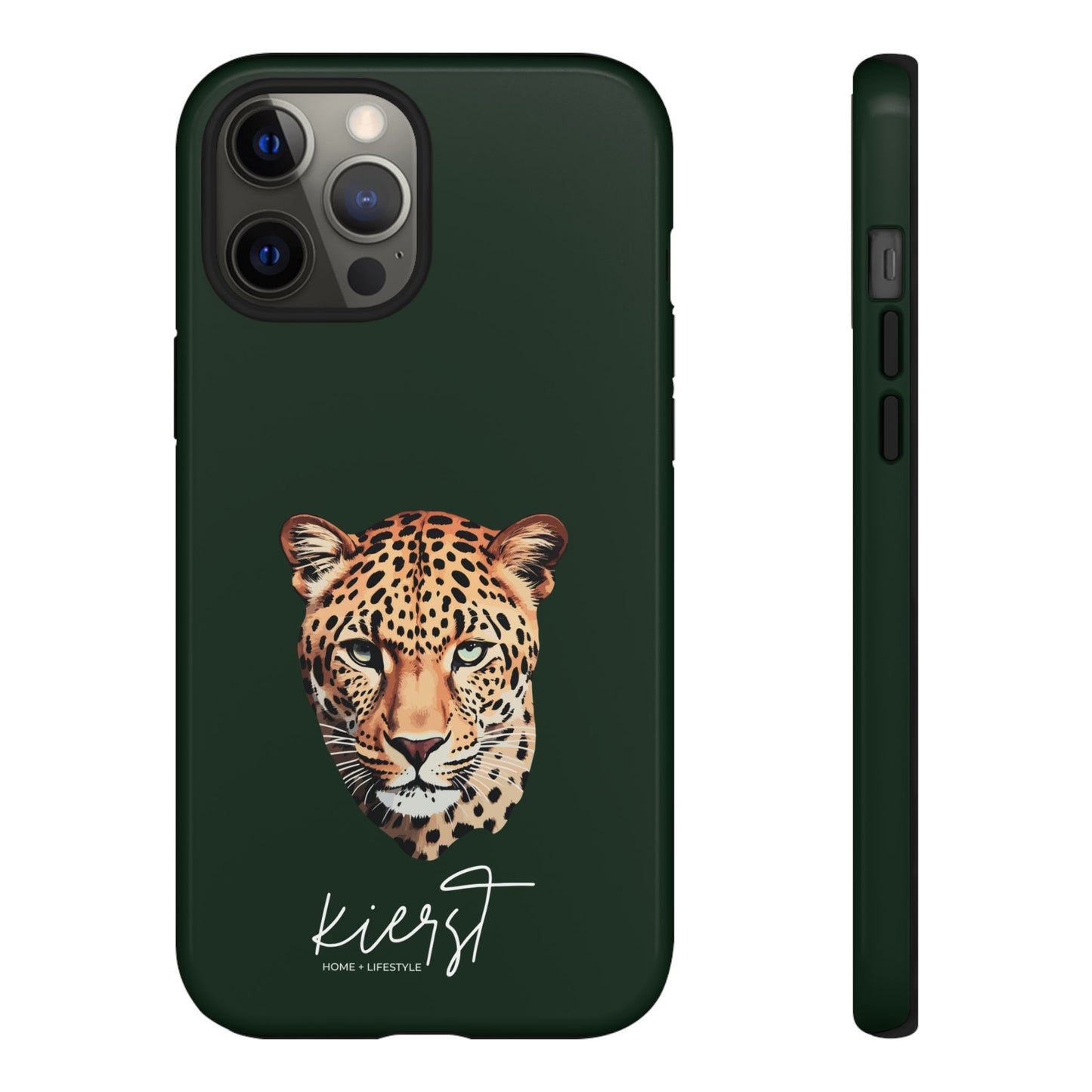 Leopard Head on Signature Midnight Pine iPhone Case | Designed to Stand Out