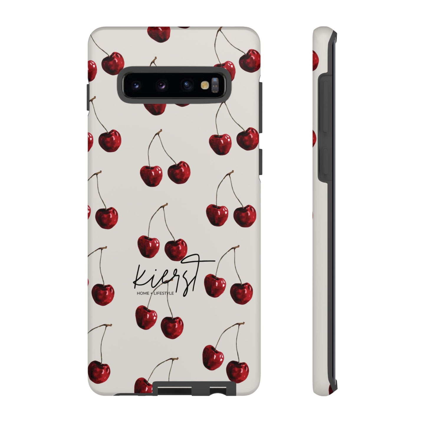 Moody Cherry Stems on White Bone Samsung Galaxy Case | Understated Luxury With A Playful Bite