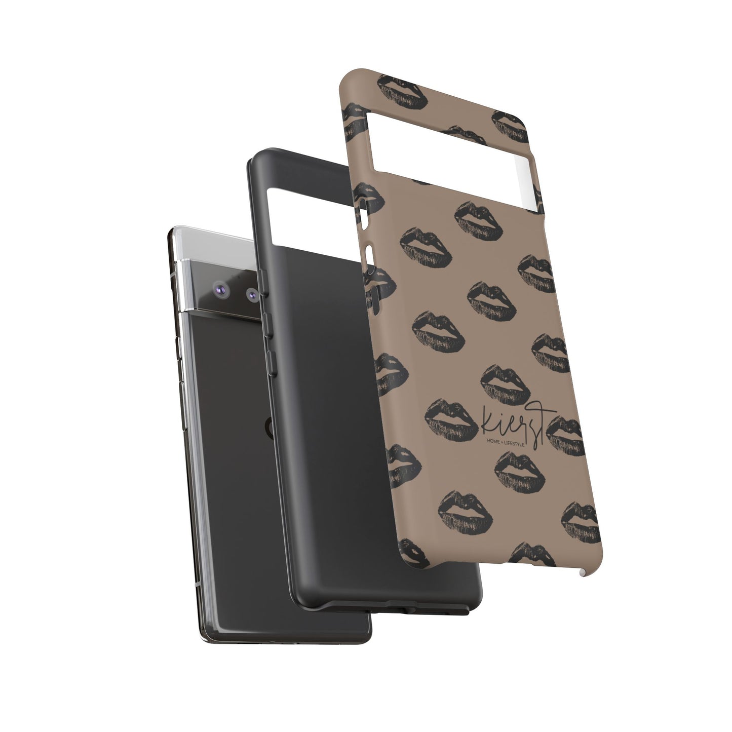 Black Lips on Mocha Google Pixel Phone Case | Soft Edge, Bold Energy