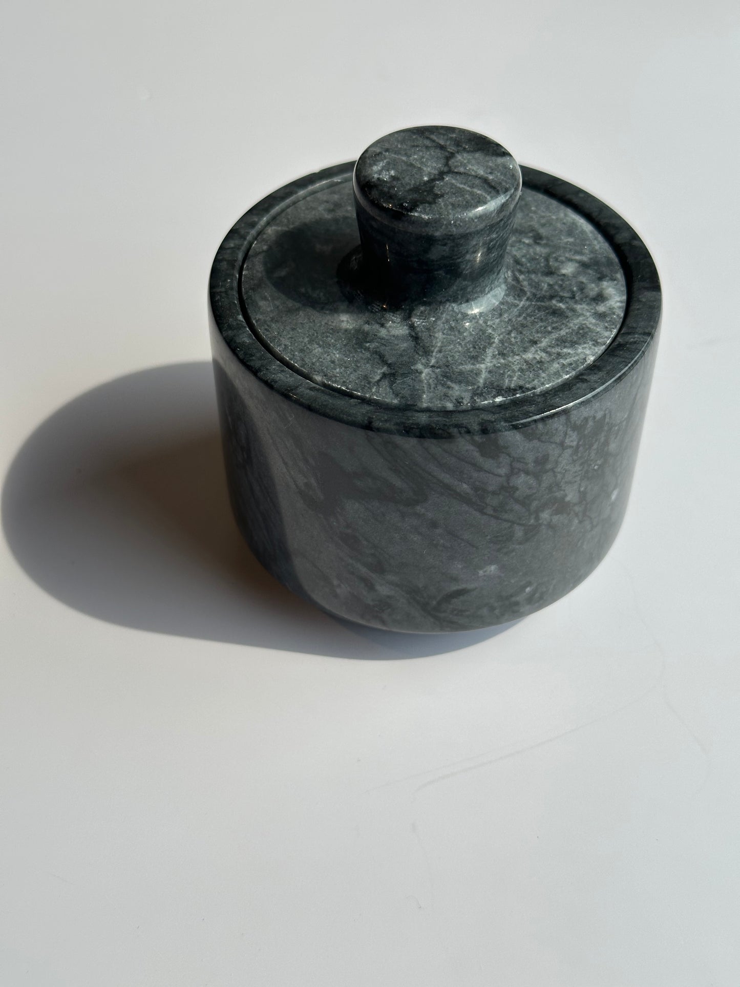 Marble Spice Cellar with Lid | Luxe Kitchen Storage in White and Grey or Black Marble