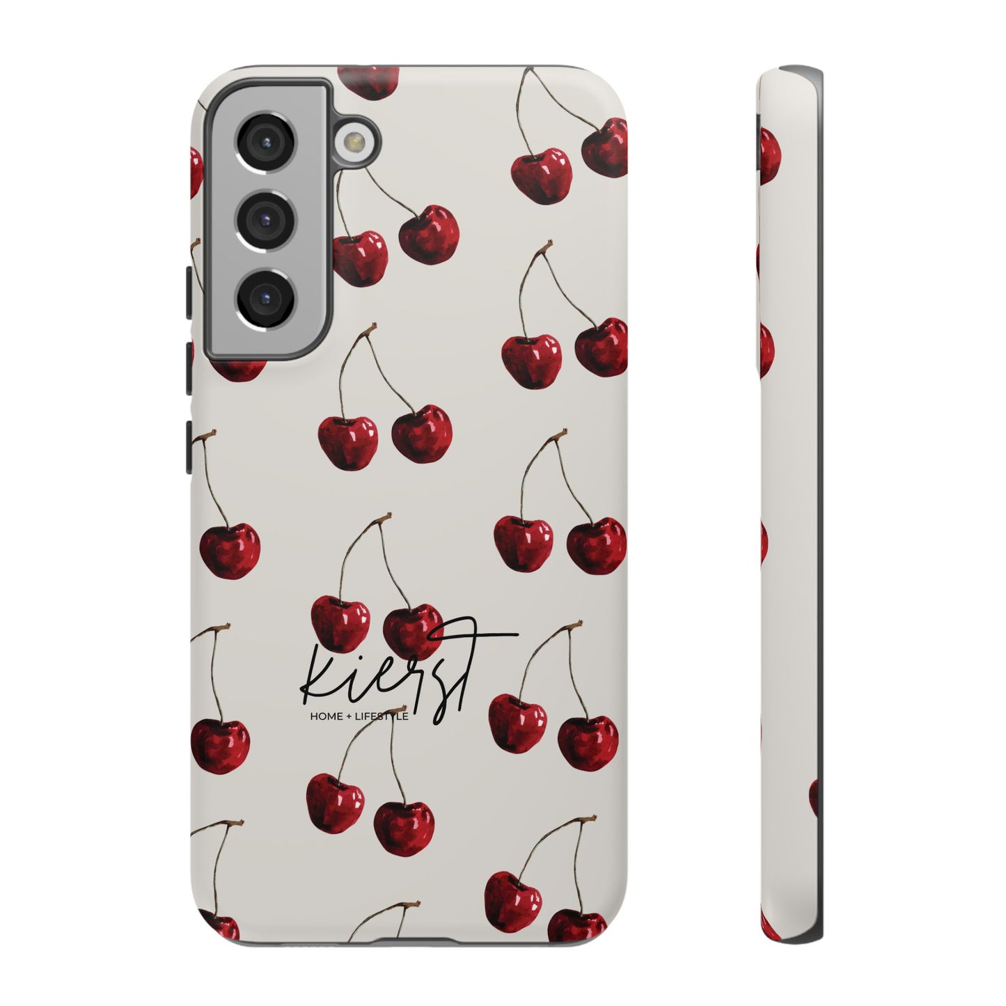 Moody Cherry Stems on White Bone Samsung Galaxy Case | Understated Luxury With A Playful Bite