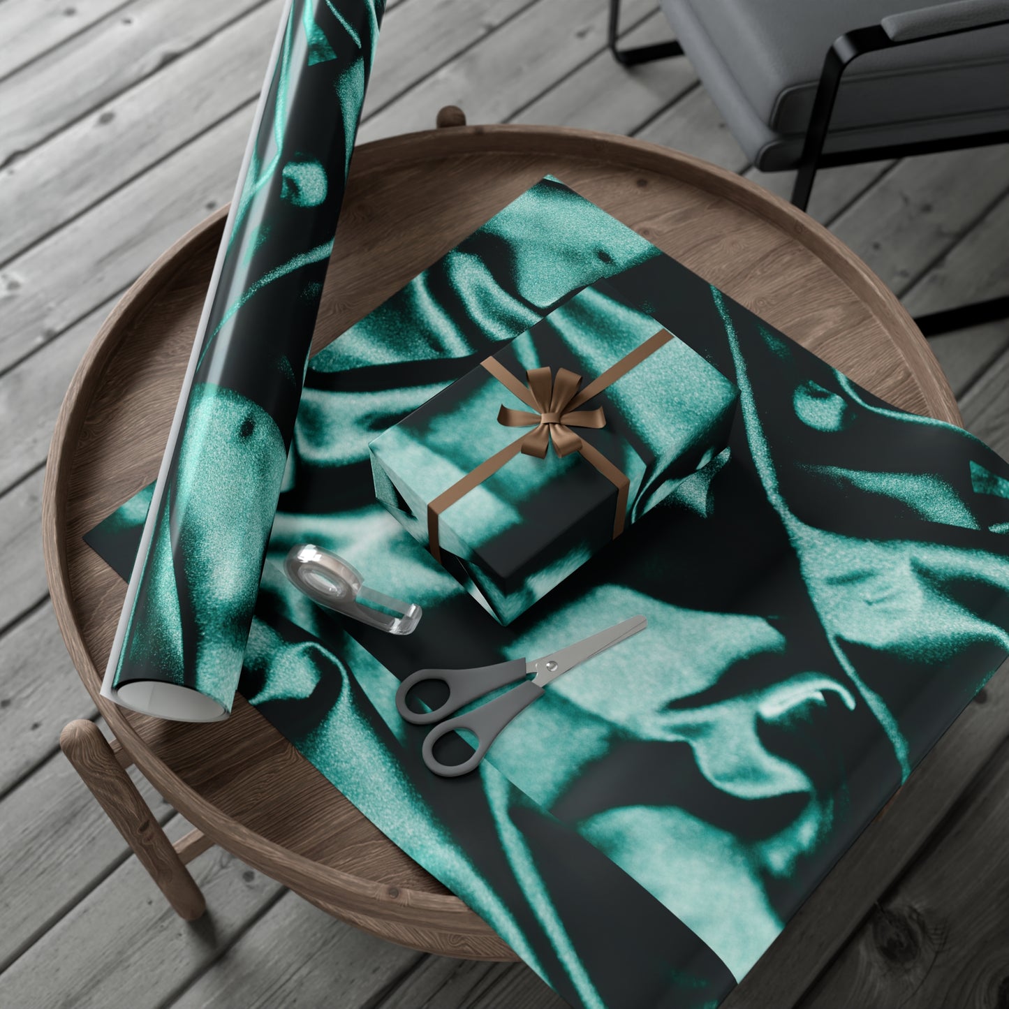Emerald Satin Print Gift Wrapping Paper