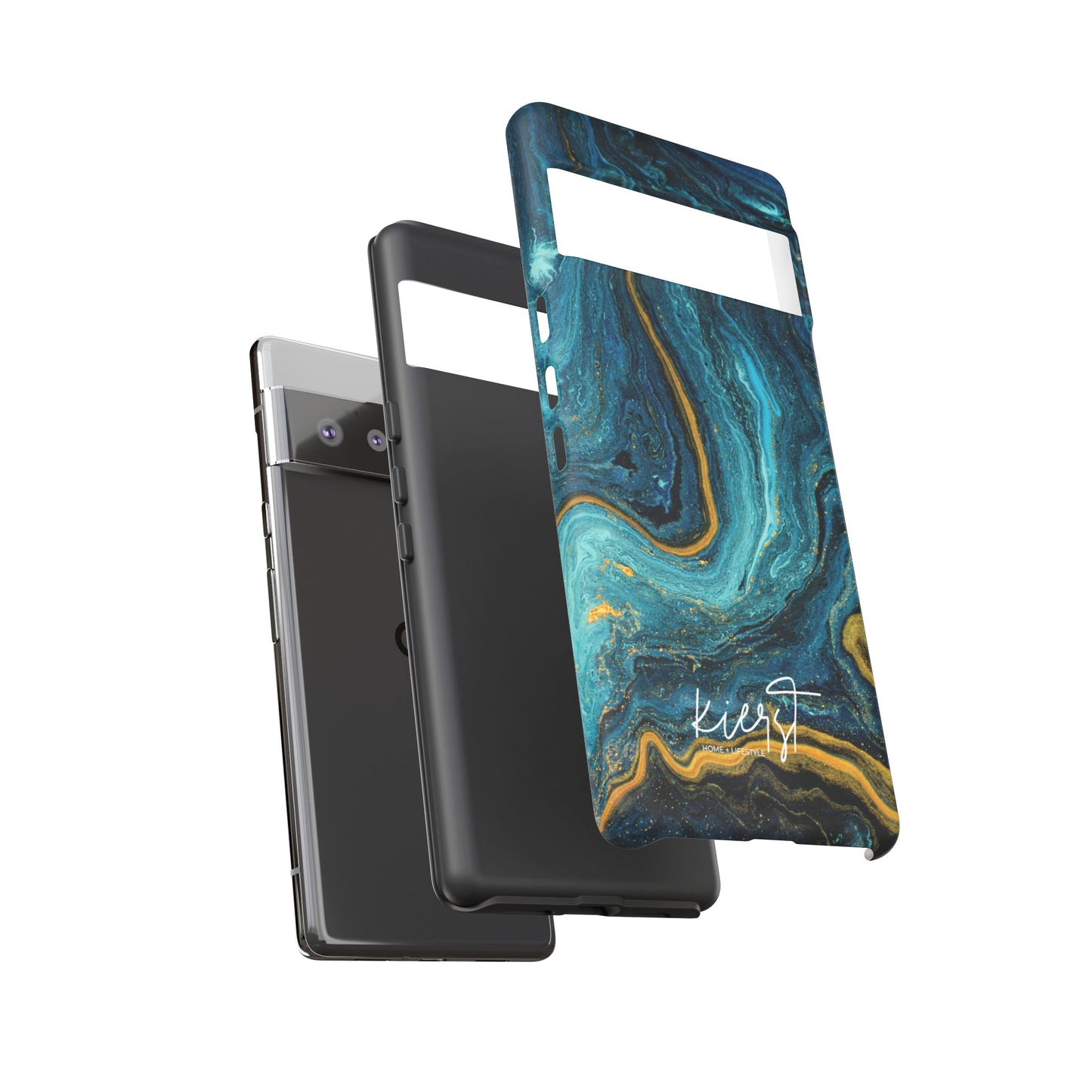 Gold & Teal Marble Google Pixel Case | A Bold Blend of Color & Contrast
