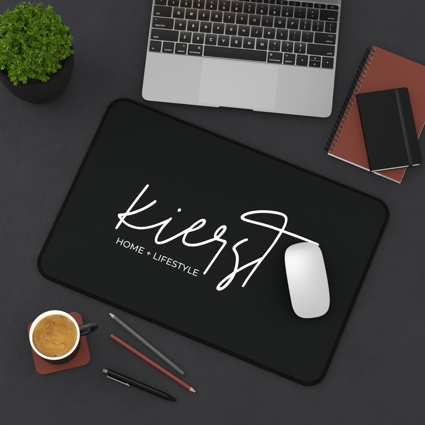 Black Desk Mat with kierst Logo | Sophisticated Workspace Staple