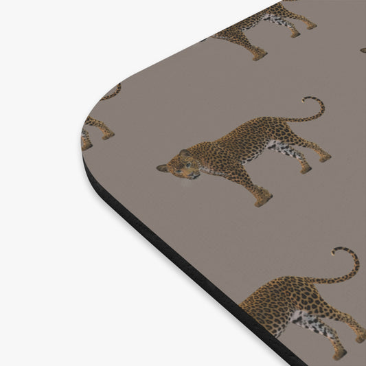 Leopards on Taupe Mouse Pad – Taupe Wildcat Pattern