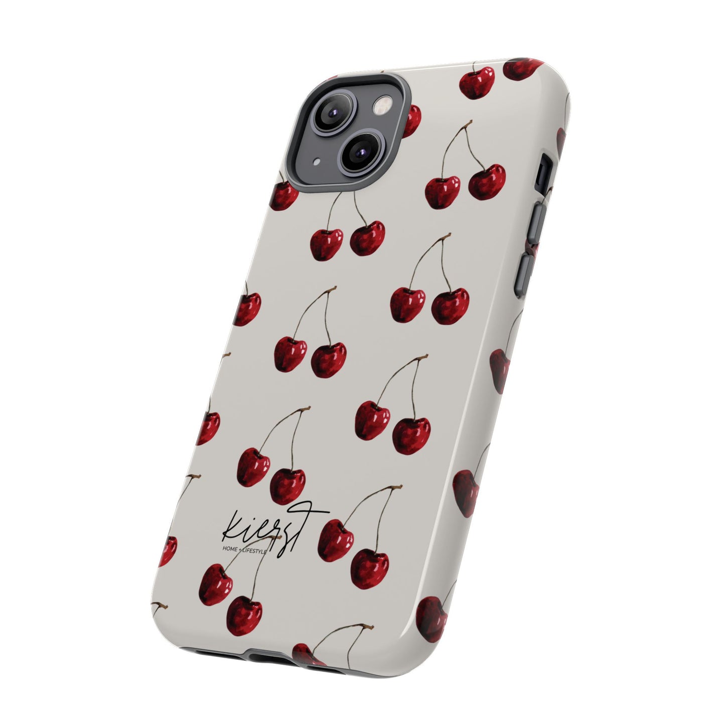 Moody Cherry Stems on White Bone iPhone Case | Timeless Contrast With A Twist of Charm
