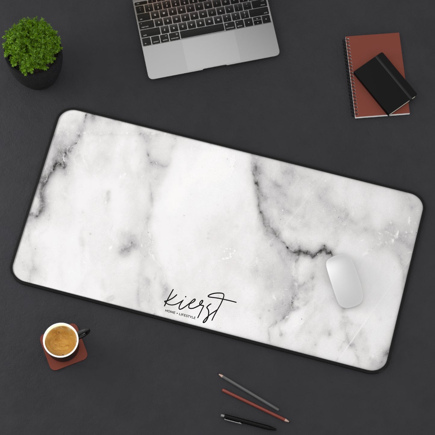 Lived-In White and Grey Marble Desk Mat | Softly Styled Workspace Staple