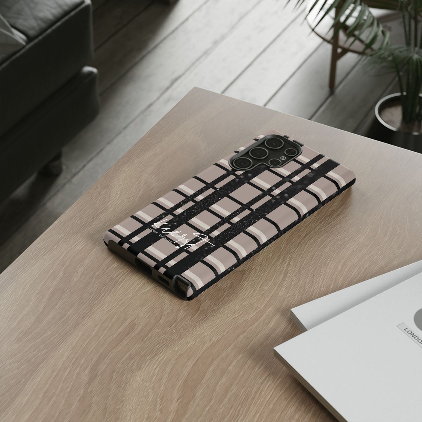 Elevated Neutrals Plaid Samsung Galaxy Case | Structured Style, Soft Edge
