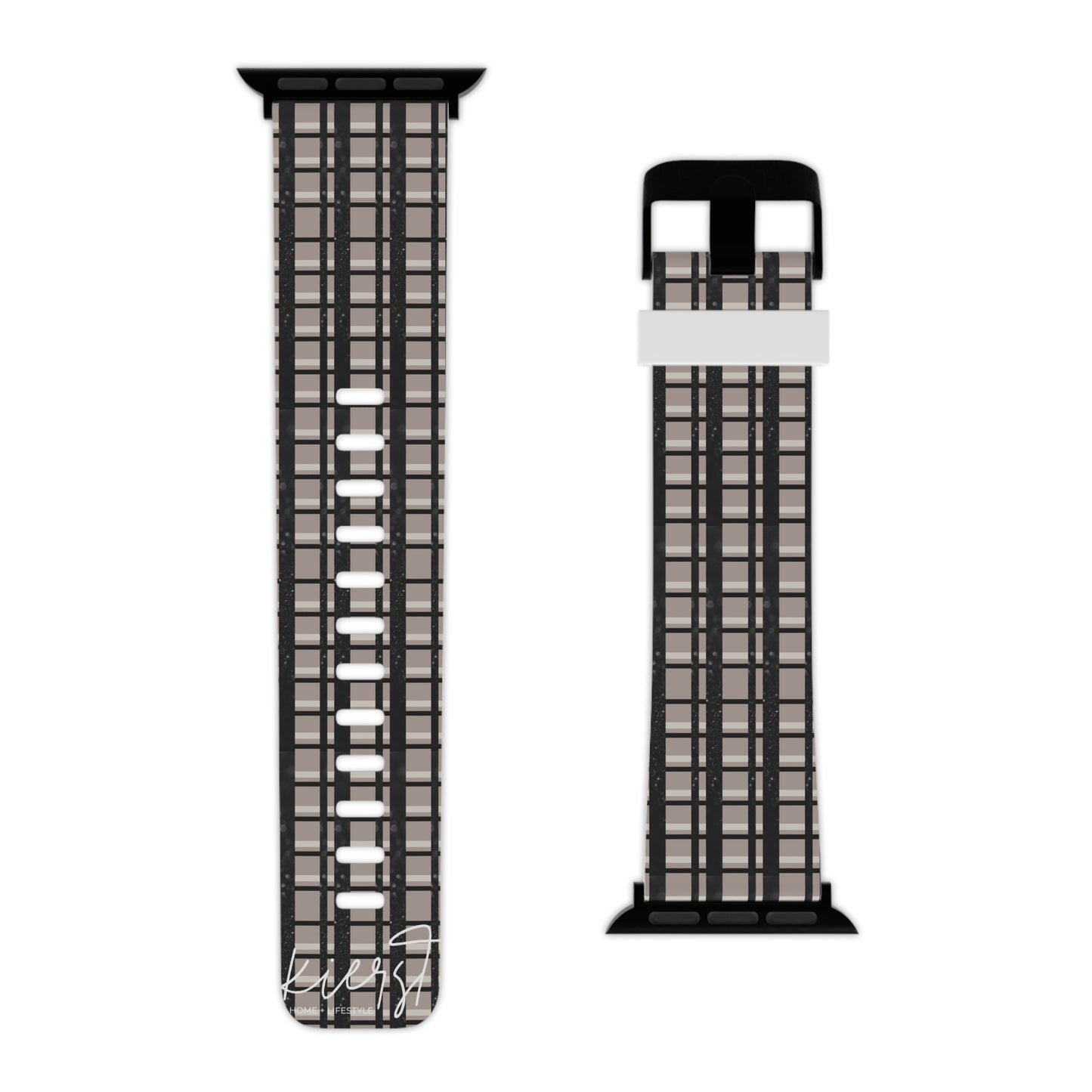 Tan + Black Glitter Plaid Apple Watch Band – Modern Classic, Bold Contrast