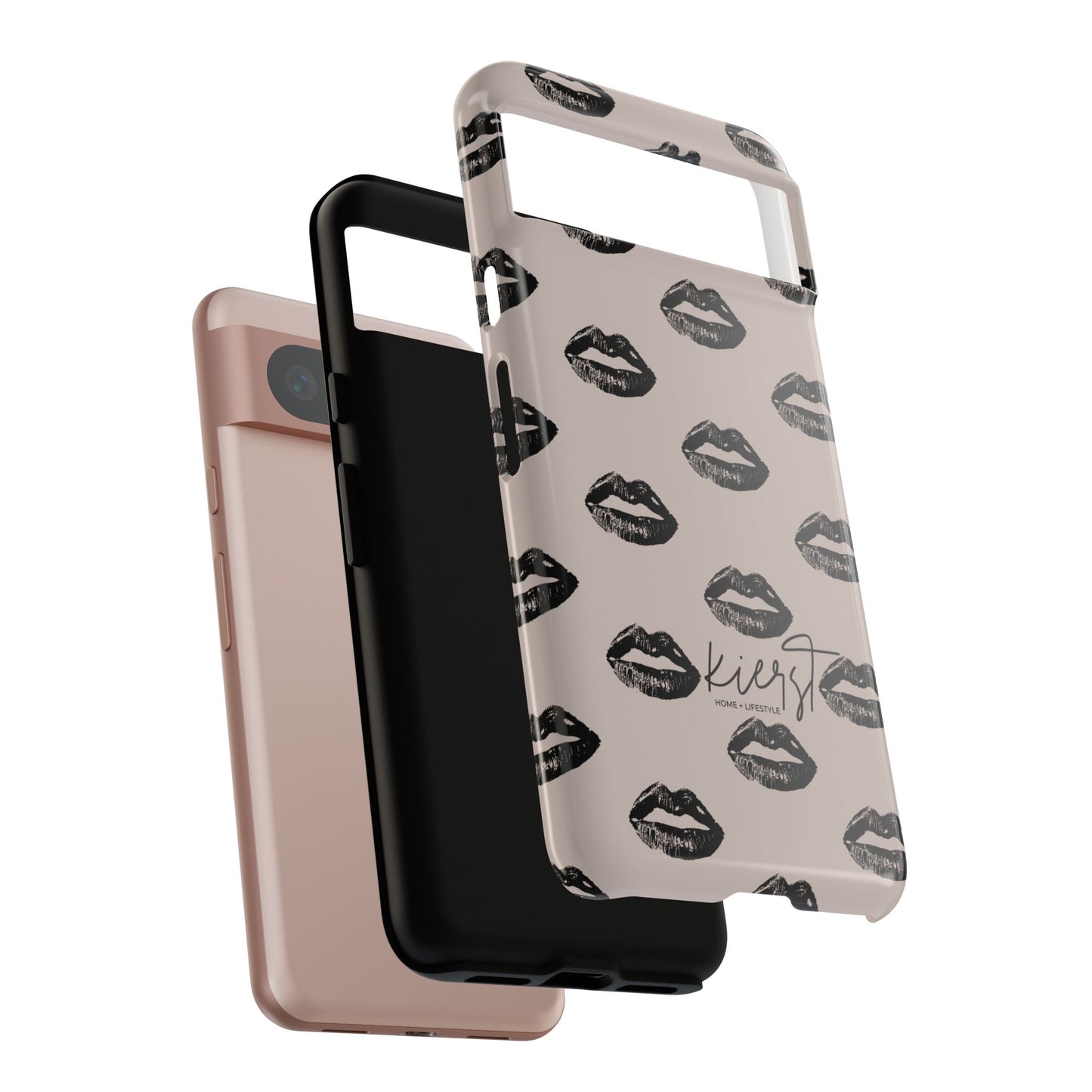Black Lips on Oat Google Pixel Case | Minimalist Neutrals with a Bold Edge